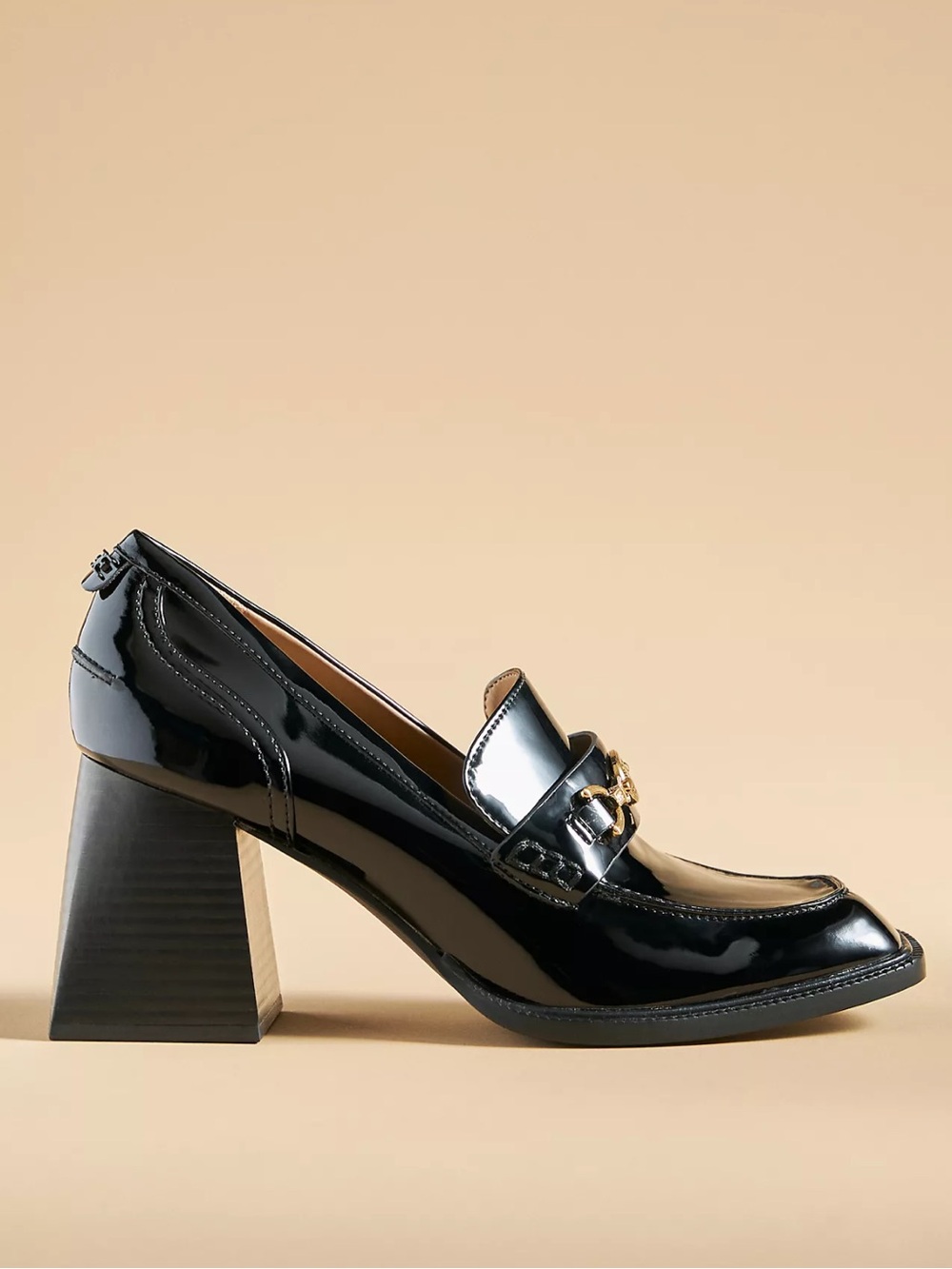 Sam Edelman QUINCY BLOCK HEEL LOAFER patent leather gold charm chunky women’s 6 - Picture 3 of 13
